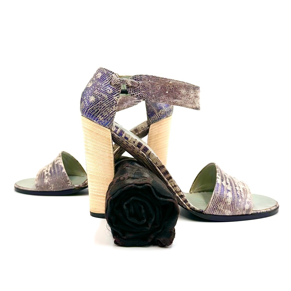 Gucci Vintage Python Ankle Strap Block High Heels… - image 4